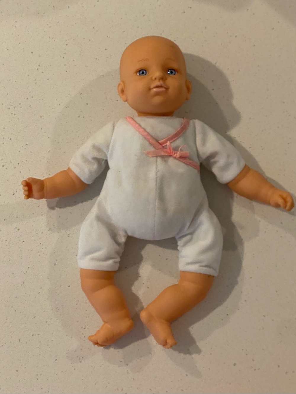 Bundle of Joy   Baby Doll in White Pajamas with Pink Trim